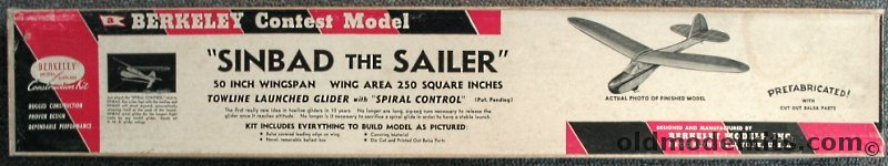 Berkeley Sinbad the Sailer Towline Glider - Balsa Wood Flying Model Airplane Kit plastic model kit